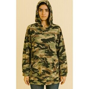 Lush Brand sweatshirt hoodie Camo print kangaroo pocket oversized SZ SM
